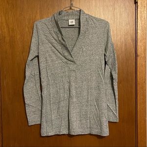 CAbi Placket Tee In Fleckled Grey Woman's Classic Shirt Size XS